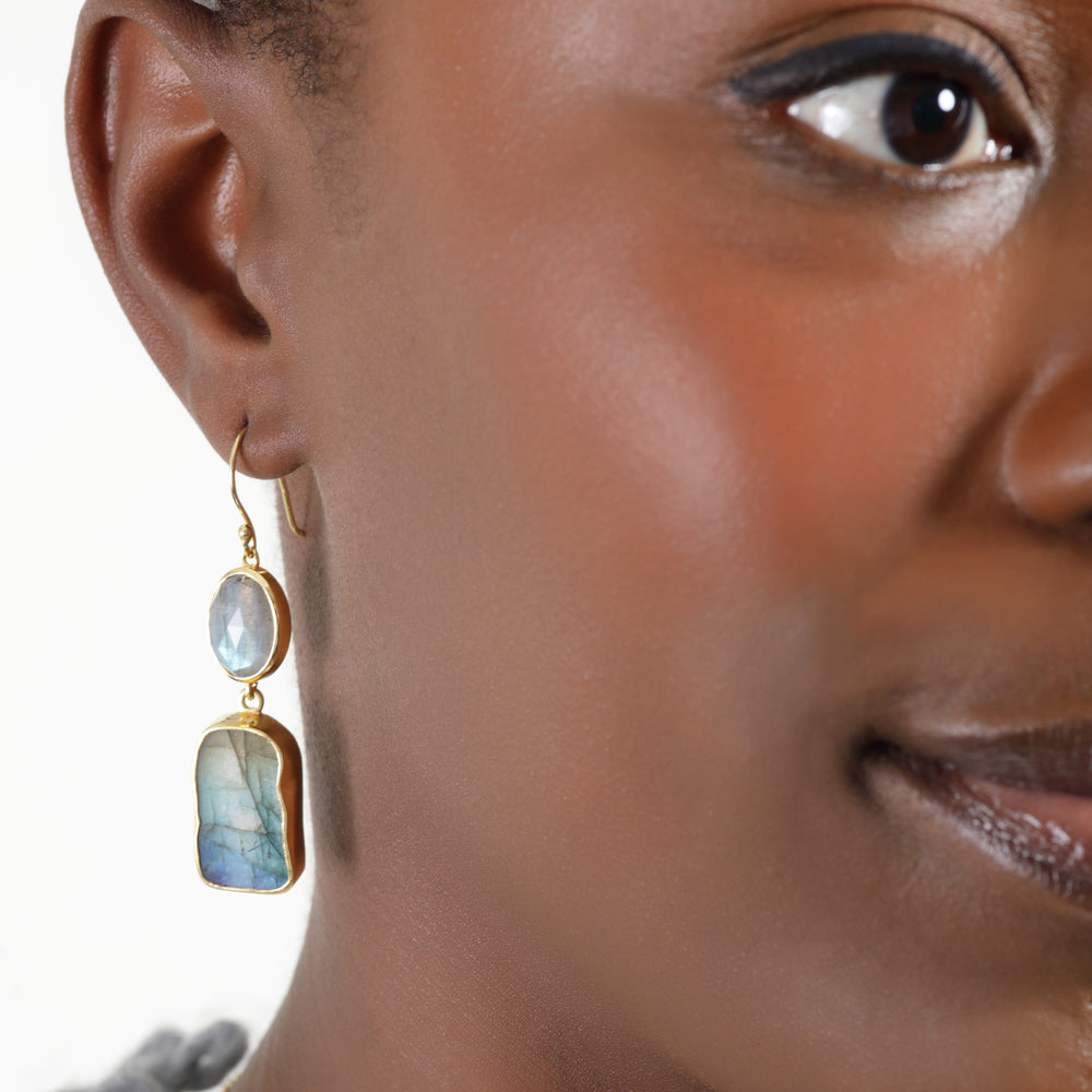 OUT OF STOCK - Double labradorite stone earrings