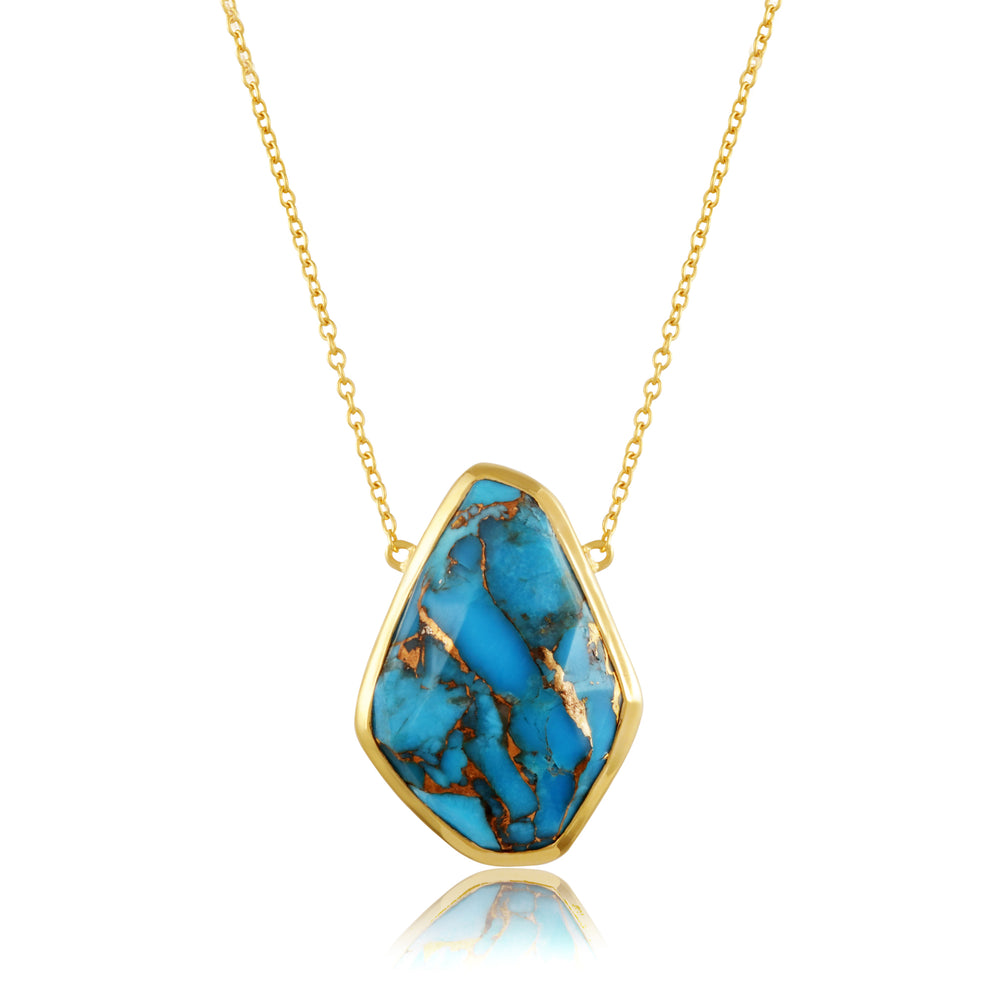 Copper turquoise freeform necklace