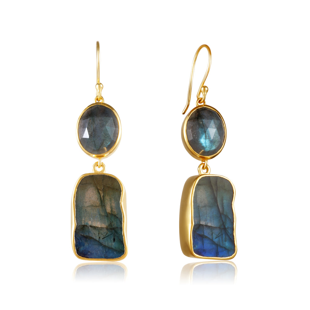 OUT OF STOCK - Double labradorite stone earrings