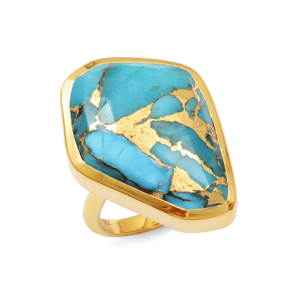 Copper turquoise freeform ring