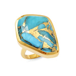 Copper turquoise freeform ring