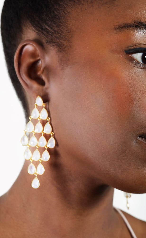 SOLD OUT- Moonstone chandelier pendant earrings