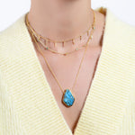Copper turquoise freeform necklace