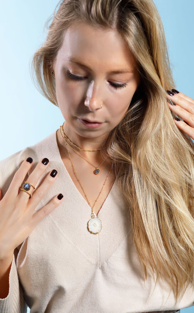 OUT OF STOCK White quartz molten satellite necklace