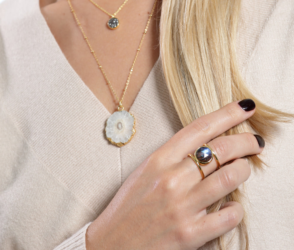 OUT OF STOCK White quartz molten satellite necklace